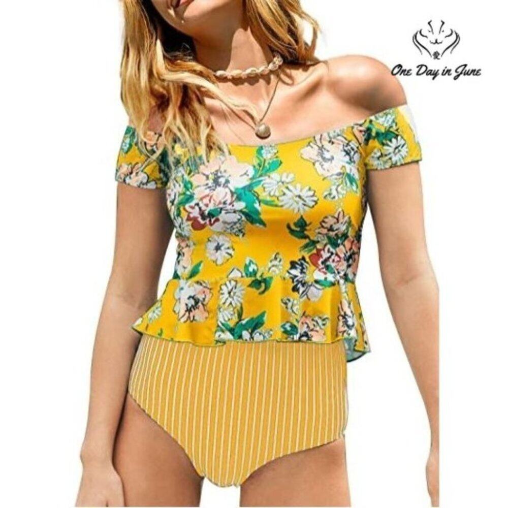 Ferbia High Waist Falbala Bikini Swimsuit Size L